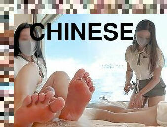 asiatisk, cumshot, tonåring, massage, petit, kinesisk