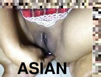 Asian Slut Tight Pussy Squirts Hard While Fucking Ass with Buttplug
