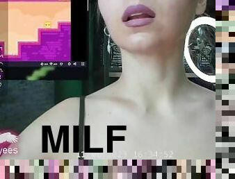 Sexy horny girl playing video game