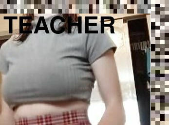 Naughty schoolgirl films dildo fucking for teacher