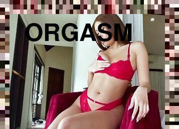 POV Masturbation And Orgasm With Hot Asian In Red Ligerie Teaser