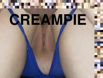 Horny slut gets a creampie