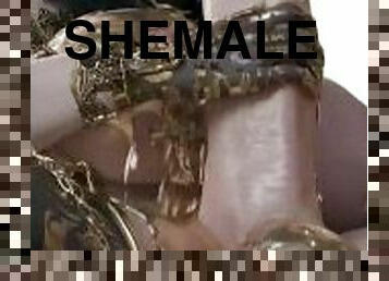 Futa Shemale Handjob Cumming Gold!