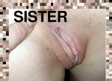 pussy, russisk, skolejente, amatør, tenåring, creampie, rødhåret, første-gang, cum, søster