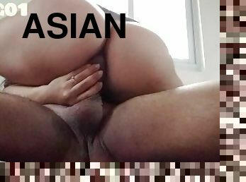 asiatisk, milf, mamma, creampie, pov, rumpe-butt, cowgirl, filipinsk, jomfru