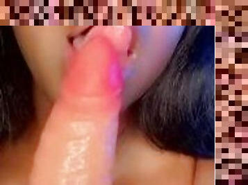 Ebony deep throats cock