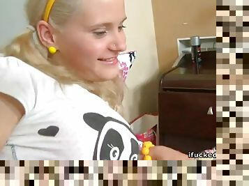 Buttsex with adorable blonde teen