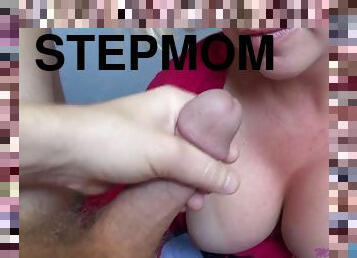 Stepmom blows thick cock of her son