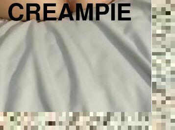 pussy, amatør, ebony, creampie, par, sperm