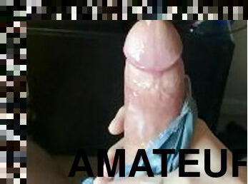 amatør, cumshot, stor-pikk, handjob, truser, cum, alene, pikk