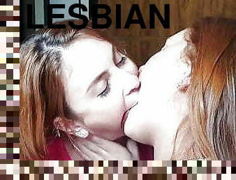 rumpe, lesbisk, latina, rødhåret, kyssing, suging