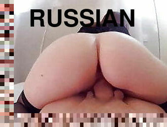 doggy, russisk, creampie, rødhåret, ludder, europeisk, knulling-fucking, euro