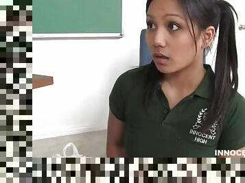 Pigtail teen gets the fuck out of trouble with her teacher