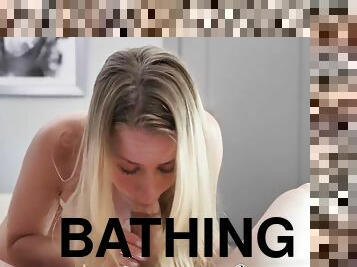 PORNPROS Tan Line Pussy Fucked After Bath Time Masturbation