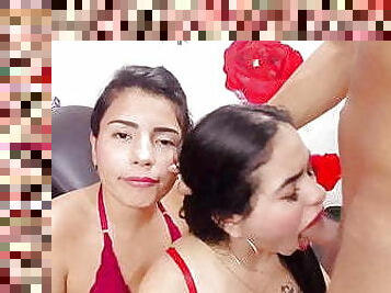 latina, garganta-funda, a-três, webcam