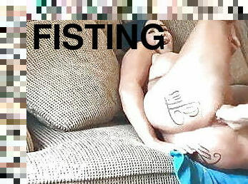 fisting, orgasm, kvinnligt-sprut, fru, amatör, anal, leksak, dildo