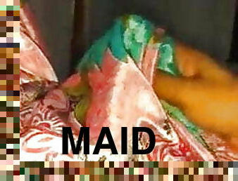 SATIN SILK MAID SAREE HANDJOB