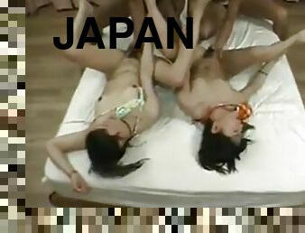 asiatisk, hårete, japansk, vintage, gruppesex