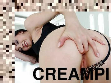 Crystal Greenvelle gets her holes filled up with jizz of creampie by All Internal