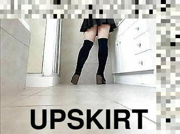 røv, strømpebukser, transvestit, amatør, legetøj, ældre-dato, ladyboy, upskirt, strømper, ung-18