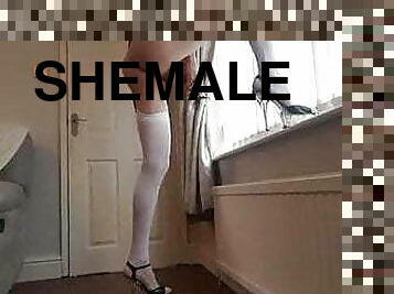 shemale, strømper-stockings, britisk, undertøy, webkamera