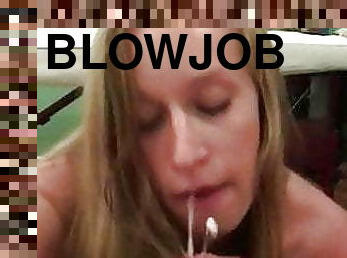 amatør, blowjob, cumshot, hjemmelaget, massasje, cum, blond