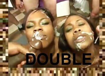 Double ebony bukkake you will blow your load