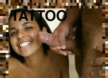 anal, interracial, latina, trekant, facial, brunette, tattoo