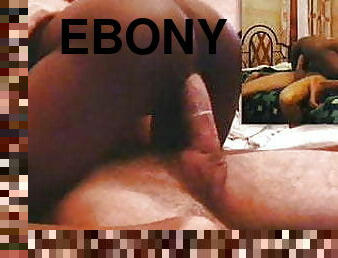 Ebony Slut Playing with Milk and Riding White Cock 