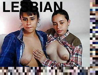 Latina lesbians Zoe and Lola play with each other&rsquo;s tits