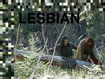 masturbación, al-aire-libre, público, coño-pussy, lesbiana, besando