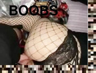 Thick goth girl in fishnets gets fucked by big cock