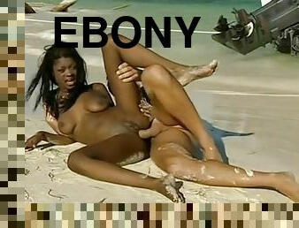 público, anal, negra-ebony, interracial, playa