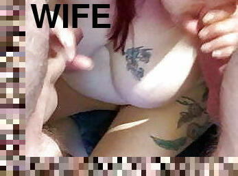 Wife sucks 2 cocks 