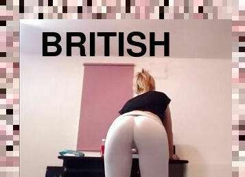 Sexy teen in white yoga pants teasing