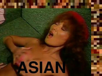 asiatisk, hårete, blowjob, cumshot, vintage