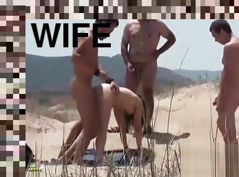 nudist, public, nevasta, amatori, camera, plaja, voyeur