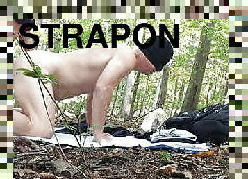 Guy Gets Strapon Pegged In The Woods