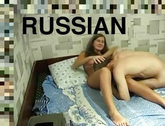 Russian brunette gets fucked by loser homemade