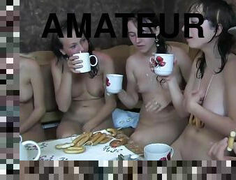 nudista, amateur, adolescente, europeo, euro, divertido