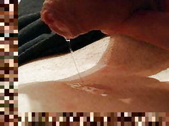 Close up precum foreskin play