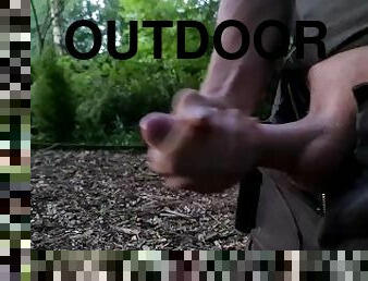 Big cumshot outdoors