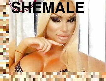 shemale, anal, ogromny-kutas, blondynka, solo, kutas