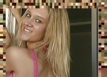 Blonde beauty posing in nude show