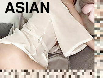 asiatisk, onani, gammel, orgasme, fisse-pussy, legetøj, synsvinkel, ung-18, 18-årige, dildo