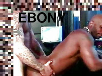 Ebony submissive pleases his master