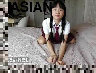 asiático, masturbación, mayor, coño-pussy, colegiala-schoolgirl, delgada, japonés, mona, vieja, pequeñita