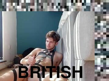 Adorable British twink Malachi Cooper tugs his hard dick