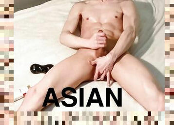 Slim Asian Solo Male Masturbation by Using A Fleshlight While Moaning Hard.