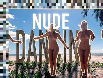 nudist, in-afara, public, nevasta, amatori, plaja, dansand, exchibitionist